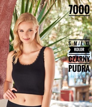 CROP TOP BAWEŁNIANY szerokie RAMIĄCZKA Prążkowany