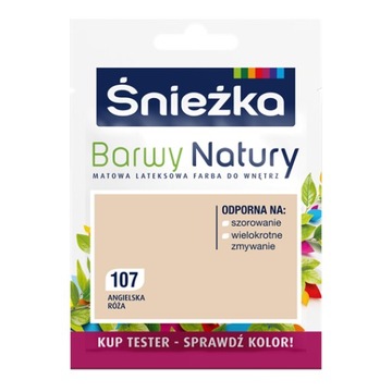 Śnieżka Barwy Natury Lateksowa Farba TESTER angielska róża 107 25ML