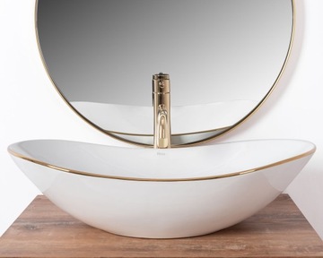 КЕРАМИЧЕСКАЯ НАСТОЛЬНАЯ РАКОВИНА REA ROYAL GOLD EDGE