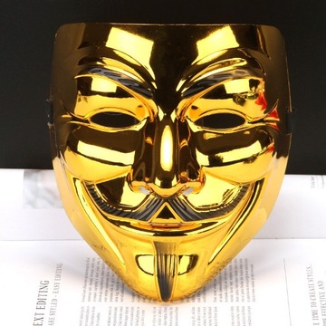 Anonymous Cosplay Mask Halloween Party Mask złota