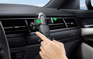 Беспроводное автомобильное зарядное устройство Qi 15 Вт + держатель телефона на решетку, черный
