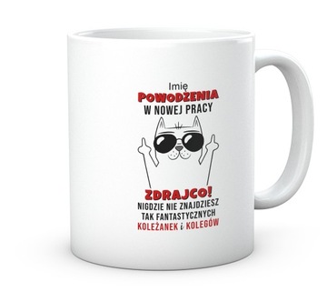 Prezent na pożegnanie koleżanki kolegi. Kubek 330ml nadruk tekstu grafiki.