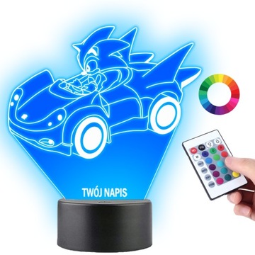 Lampka na Biurko Statuetka Led Gra Sonic w Samochodzie Grawer Prezent