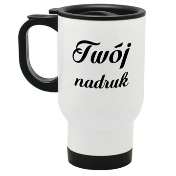 BIAŁY KUBEK TERMICZNY Z DOWOLNYM NADRUKIEM ZDJĘCIE, GRAFIKA, TEKST - EDYTOR