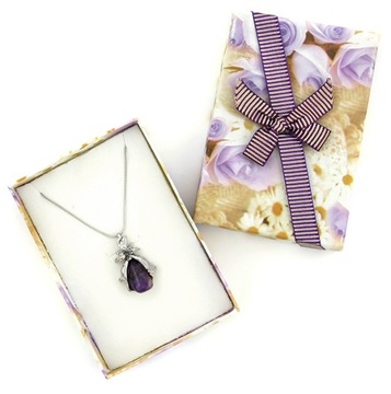 NASZYJNIK RÓŻA SREBRNA Z AMETYSTEM EXCLUSIVE box