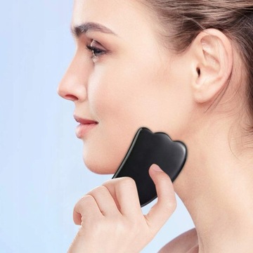 MASAŻER JADEITOWY DO TWARZY CZARNY PŁYTKA GUA SHA