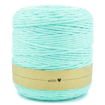 Нитка хлопковая для макраме, 3мм, 200м, мятная.