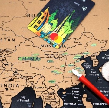 КАРТА МИРА НА СТЕНЕ ЦАРАПИНА ДЛЯ ПУТЕШЕСТВЕННИКА ЗОЛОТЫЕ ЧЕРНЫЕ ФЛАГИ ПЛАКАТ