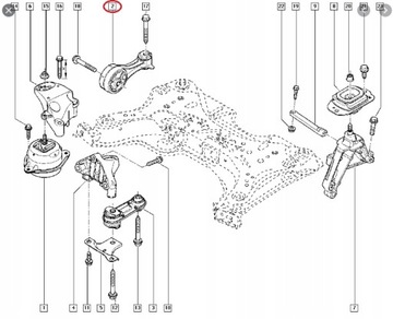 ULOŽENÍ MOTORU PRAVÁ LAGUNA II ESPACE IV 2.0 DCI