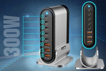 НАСТОЛЬНОЕ USB-ЗАРЯДНОЕ УСТРОЙСТВО для офисов, многопортовая док-станция мощностью 300 Вт