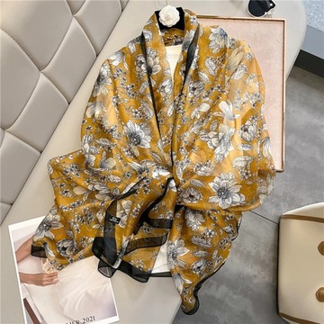 Summer Long Silk Satin Scarf Shawl Wraps Female