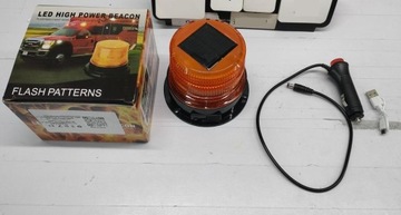 SŁONECZNA LAMPA OSTRZEGAWCZA BŁYSKOWA KOGUT MAGNES 12V 24V