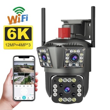 KAMERA ZEWNĘTRZNA IP WIFI 4MP 2K Trzy UJĘCIE KAMERY 360° GŁOŚNIK MIKROFON