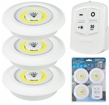 3x COB LAMP БЕСПРОВОДНАЯ САМОКЛЕЯЩАЯСЯ АККУМУЛЯТОРНАЯ ЛАМПА 2 РЕЖИМА + ДИСТАНЦИОННОЕ УПРАВЛЕНИЕ