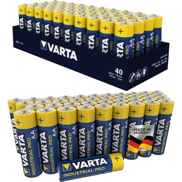 40x ORYGINALNE BATERIE ALKALICZNE VARTA INDUSTRIAL LR6 R6 AA ważność 10 lat