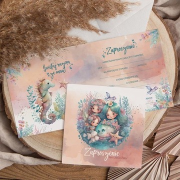 ПРИГЛАШЕНИЯ на день рождения девочке-русалочке 10 шт.