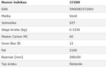 ЗАЖИМ ДЛЯ КАРПАНА 200X50MM СТАЛЬНАЯ РЕЙКА ТИПА F 37200