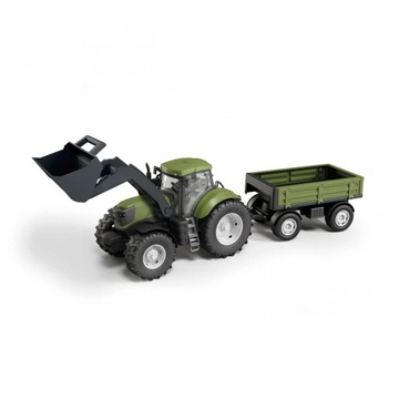 1306 TRAKTOR ZIELONY Z ŁYŻKĄ I PRZYCZEPĄ W PUDEŁKU