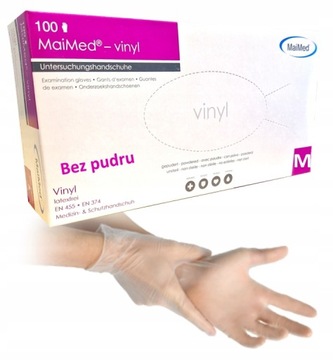RĘKAWICE RĘKAWICZKI WINYLOWE BEZPUDROWE M 100 SZT