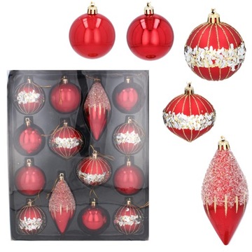 Zestaw ozdób choinkowych czerwone kpl. 14 szt. mix wzorów