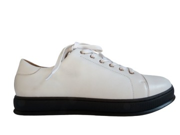 Białe skórzane trampki męskie sneakersy Kazar 42
