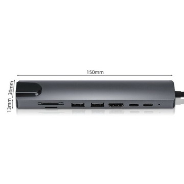АДАПТЕР 9in1 HUB USB-C HDMI 4K LAN MACBOOK PRO AIR