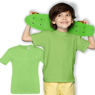 Koszulka bawełniana t-shirt dla chłopca dziewczynki na WF zielona 128-134