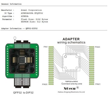 Adapter TQFP32-PDIP32 ZIF 1:1 TL866/T48/T56 Xeltek
