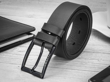 ЧЕРНАЯ металлическая пряжка, черный ремень GRACIO LEATHER