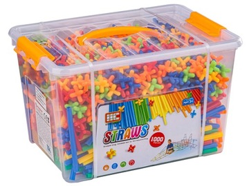 Słomki Konstrukcyjne, Klocki , Patyczki 1000 El, Kuferek, 3D - ORYGINAŁ !