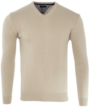 SWETER ELEGANCKI WYSOKA JAKOŚĆ 100%BAWEŁNA SEREK JASNO-BEŻOWY VIADI POLO M