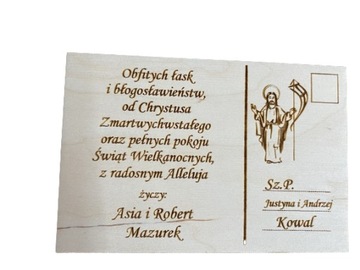 Kartka drewniana grawer życzenia święta Wielkanoc