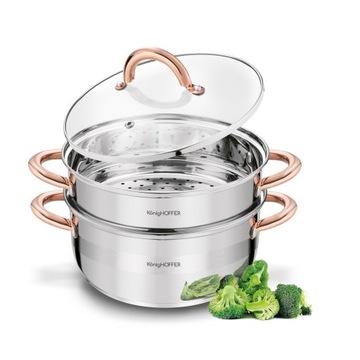 Nierdzewny GARNEK DO GOTOWANIA NA PARZE 2,9L ZDROWE GOTOWANIE Faro COPPER
