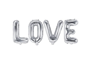 BALONY na WALENTYNKI LOVE srebrne 140cm dekoracja
