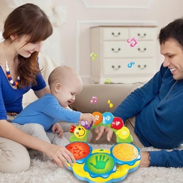 РУЧНОЙ БАРАБАН С МУЗЫКОЙ, СВЕТАМИ, ЗАБАВНЫМИ ЗВУКАМИ, РАЗВИВАЮЩЕЙ ИГРУШКОЙ