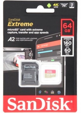 SanDisk microSDXC Extreme 64 ГБ 170/80 МБ/с A2 C10 V30 UHS-I U3