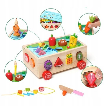 MONTESSORI GRA LOGICZNA ZRĘCZNOŚCIOWA SORTER MARCHEWKI I ROBACZKI