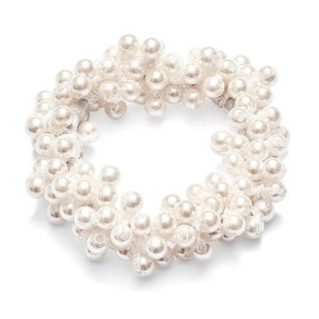 Gumka do włosów frotka elastyczna ozdoba perły białe perełki koraliki ślub