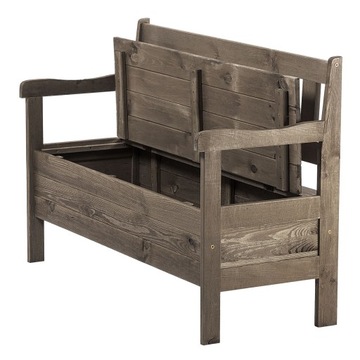 ДЕРЕВЯННАЯ САДОВАЯ СКАМЬЯ СО СПИНКОЙ 120см С КОРОБКОЙ ТЕРРАСА БАЛКОН КОРИЧНЕВЫЙ