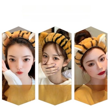 Женская повязка для волос TIGER FUZY, 2 шт., плюшевая повязка на голову для макияжа, эластичная эластичная головка