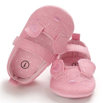 Buty buciki niechodki balerinki dziewczęce na rzep MYSZKA 62-68 10,5 16 17