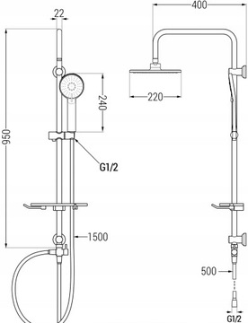MEXEN T40 НАВЕРХНОСТНАЯ ДУШЕВАЯ КОЛОННА ГРАФИТ