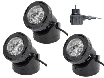 LAMPA 3x 1W REFLEKTORY LED QL-39 BIAŁY LAMPY DO OCZKA WODNEGO