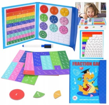 Zlomky hračka Montessori magnetická matematika puzzle smazatelná tužka