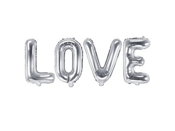 BALON FOLIOWY BALONY NAPIS LOVE 140X35CM SREBRNY