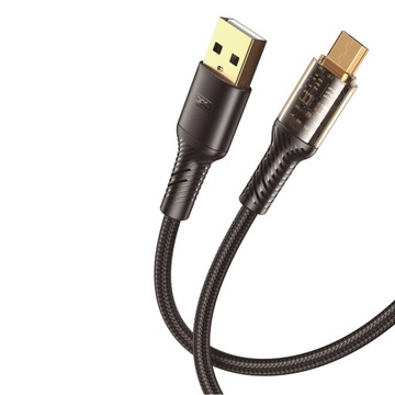 XO kabel USB - microUSB 1m 2,4A Fast Charging elastyczny czarny