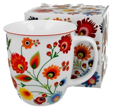 Kubek PORCELANOWY duży ŁOWICKI biały prezent 650ml