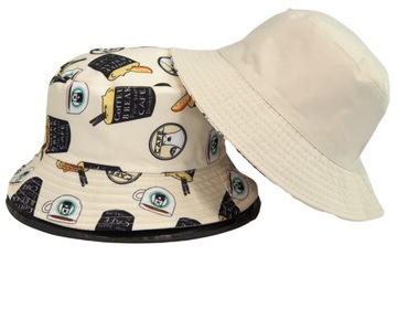 KAPELUSZ RYBACKI DWUSTRONNY BUCKET HAT BEŻOWY CZAPKA