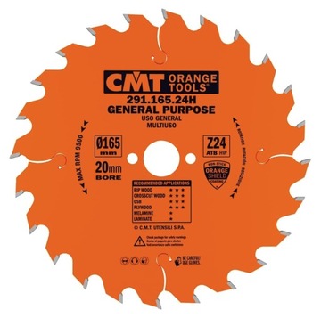 CMT Tarcza do cięcia drewna 165 x 20 mm 24 zęby