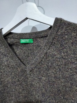 BENETTON sweter 100% wełna M wada